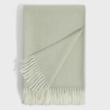Osprey London Green Herringbone Fringed Throw, 140 x 190 cm