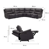 Gilman Creek Wylder Dark Grey Leather Power Reclining Sectional Sofa