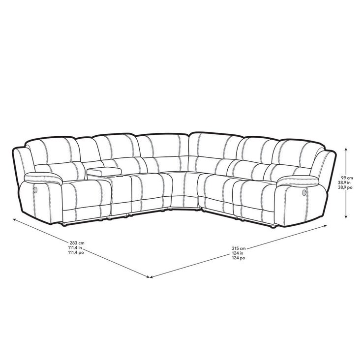 Pulaski Dunhill Brown Leather Power Reclining Sectional Sofa Costco UK