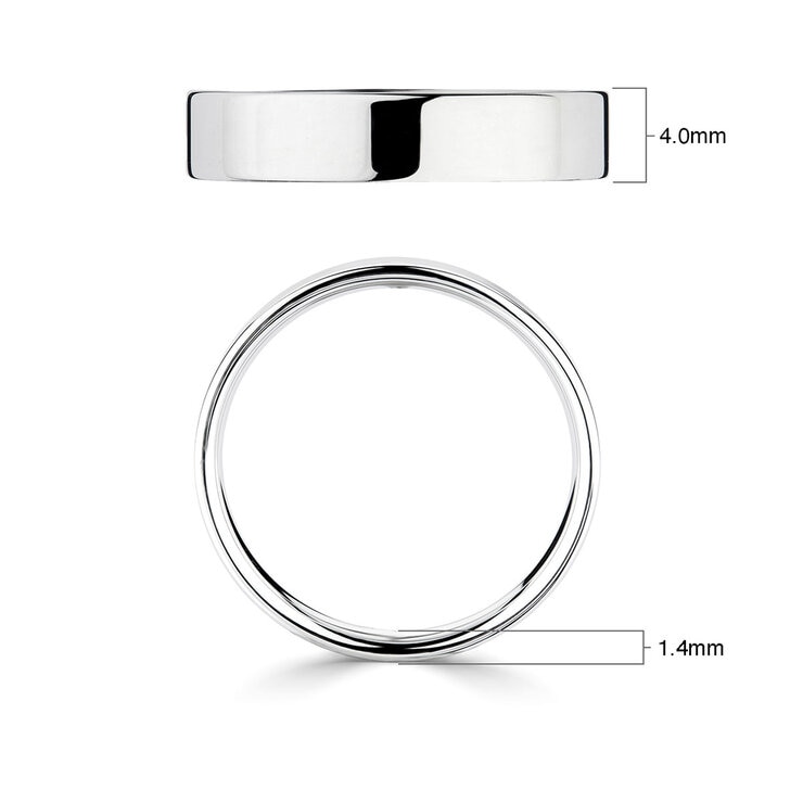 4.0mm Basic Light Court Wedding band. Platinum