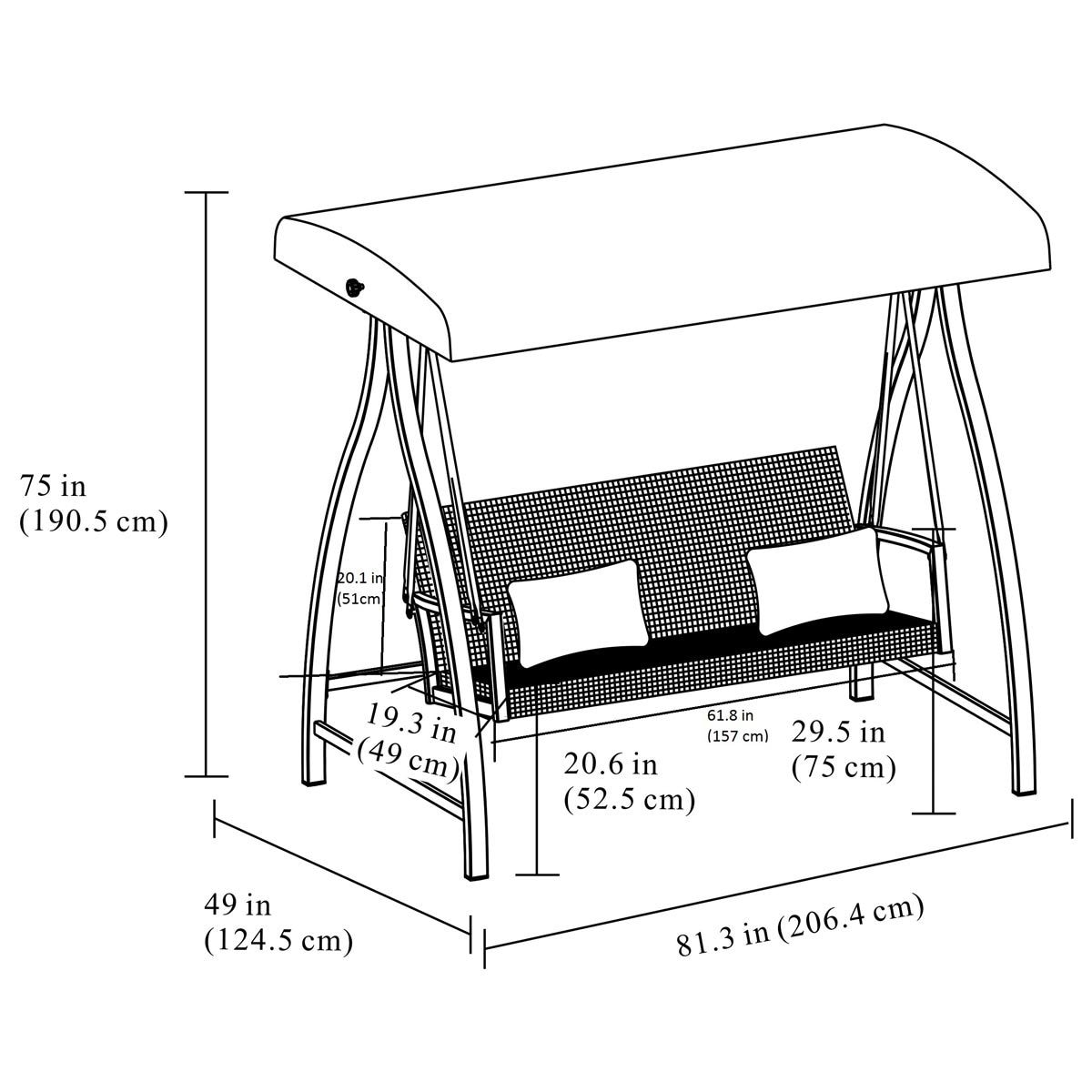 Agio Springdale Patio Swing with Canopy and Accent Pillows Costco UK