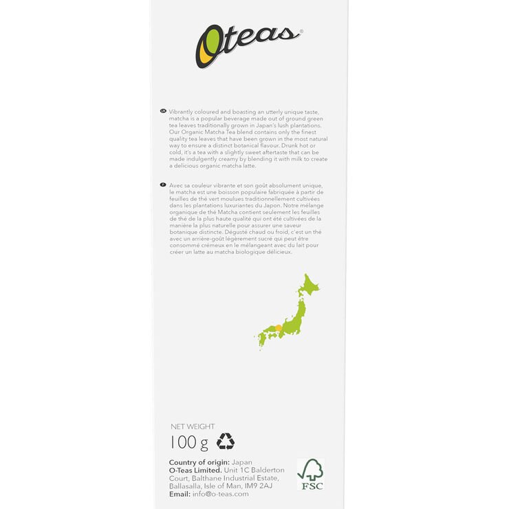 Oteas Organic Pure Matcha Tea, 100 Pack Costco UK