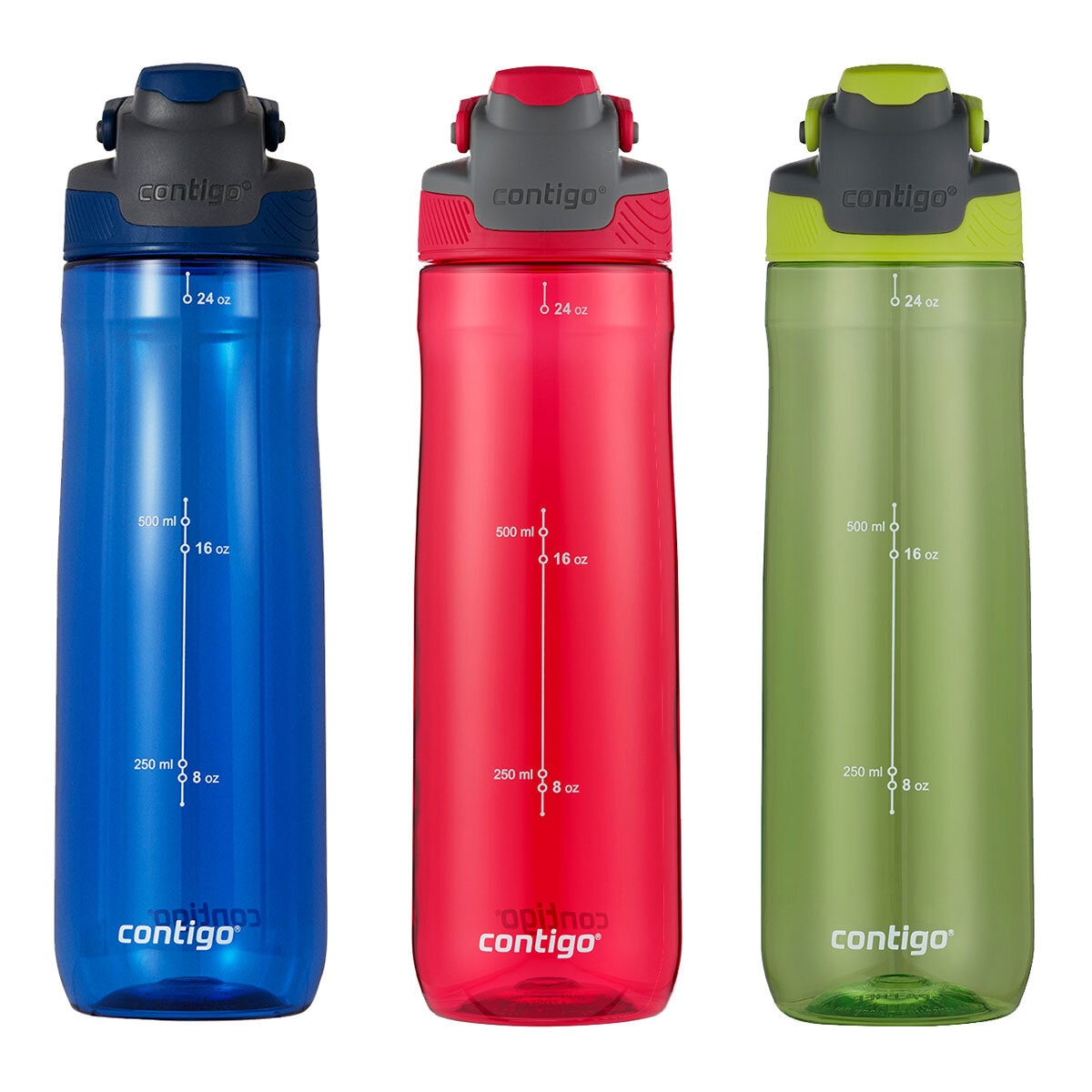 Contigo Autoseal Spill-Proof 709ml Water Bottles, 3 Pack