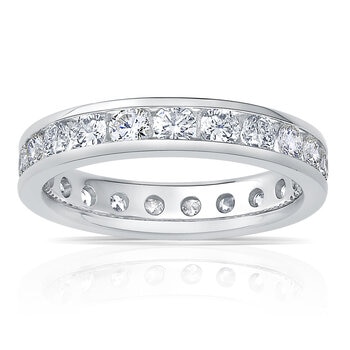 2.00ctw Round Brilliant Cut Channel Set Eternity Ring, Platinum in 6 Sizes