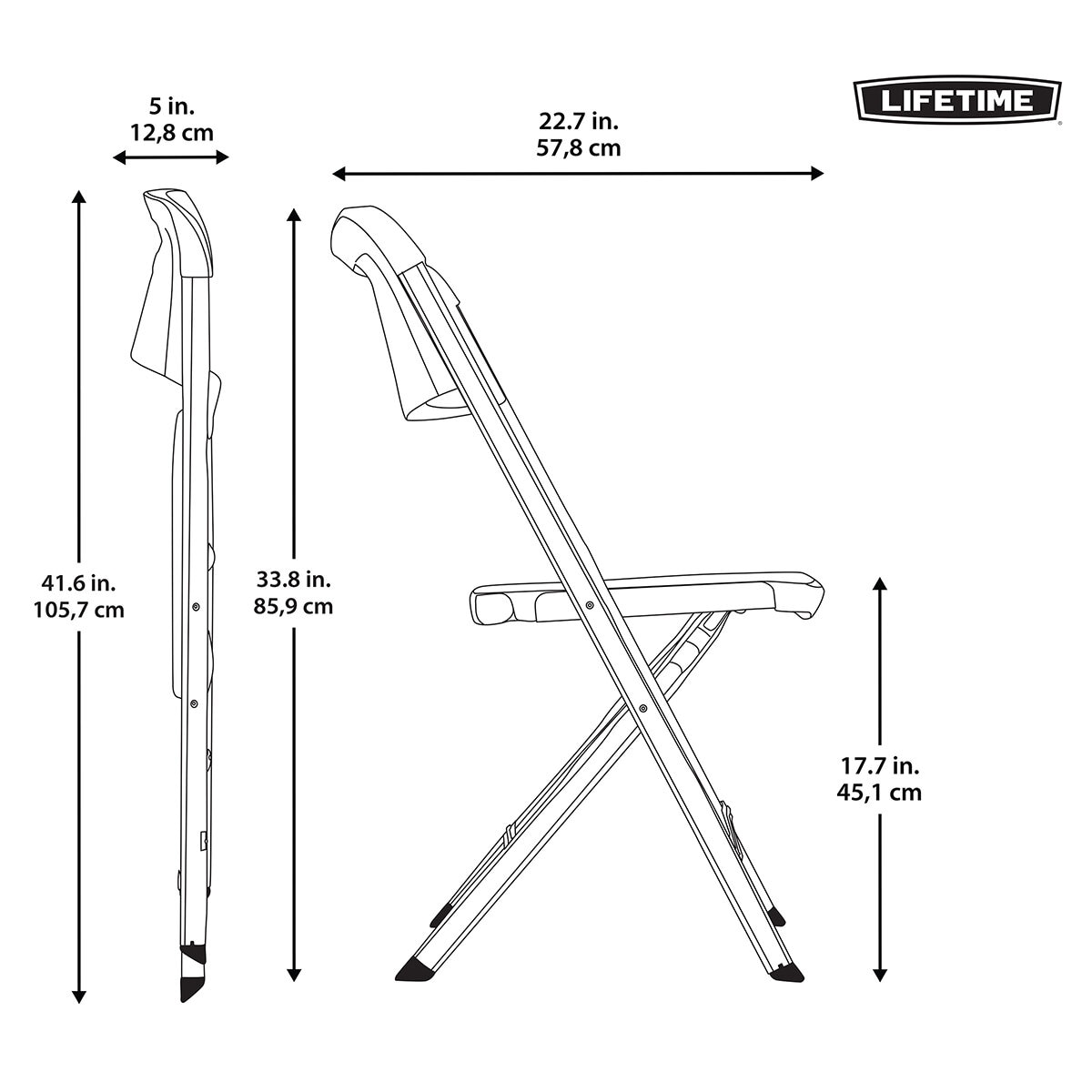 Lifetime Bypass Commercial Grade Folding Chairs, 4 Pack