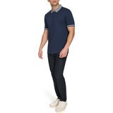 DKNY Men's Zip Collar Polo in Navy, Large