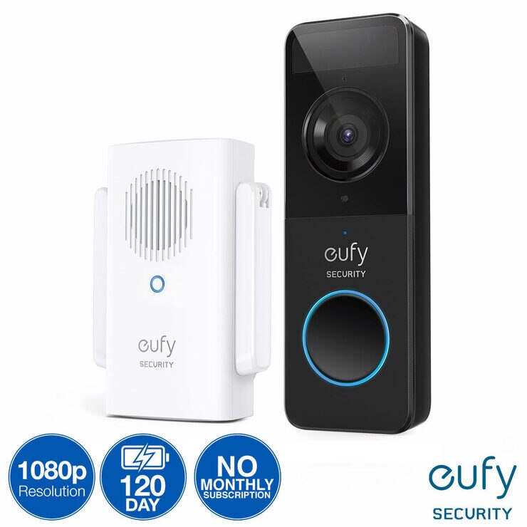 eufy Security 1080p Video Battery Doorbell with Chime and 16GB MicroSD