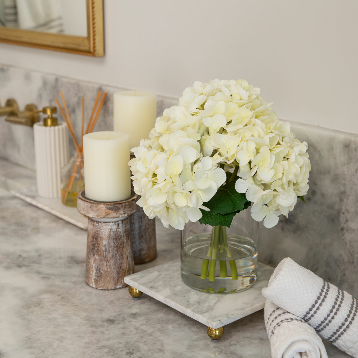 Real Touch Artificial Hydrangea in Vase in White
