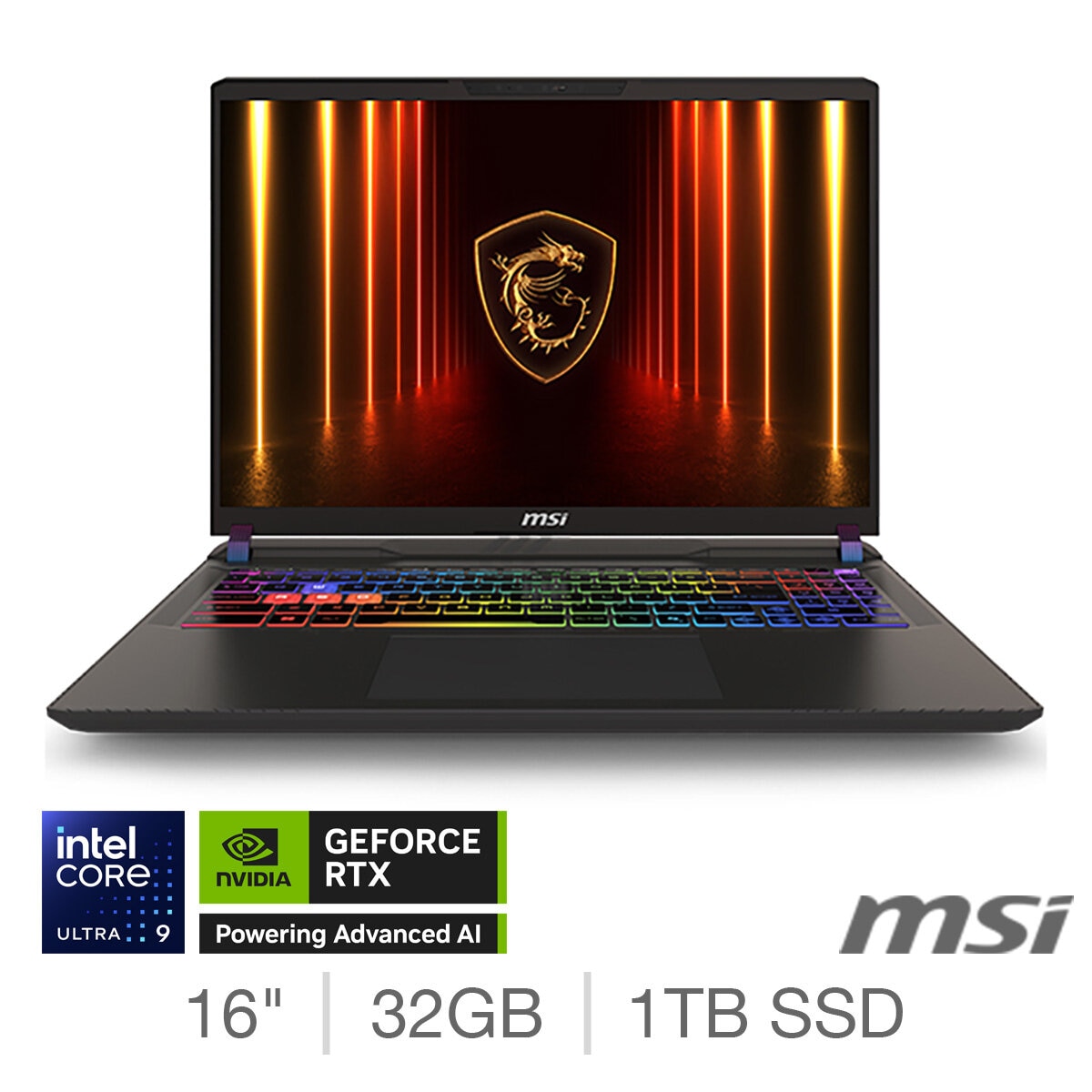 MSI Vector, Intel Core Ultra 9, 32GB RAM, 1TB SSD, NVIDIA GeForce RTX 5080, 16 Inch Gaming Laptop
