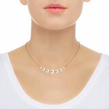 4-8.5mm Cultured Freshwater White Pearl & Gold Bead Graduated Necklace, 14ct Yellow Gold