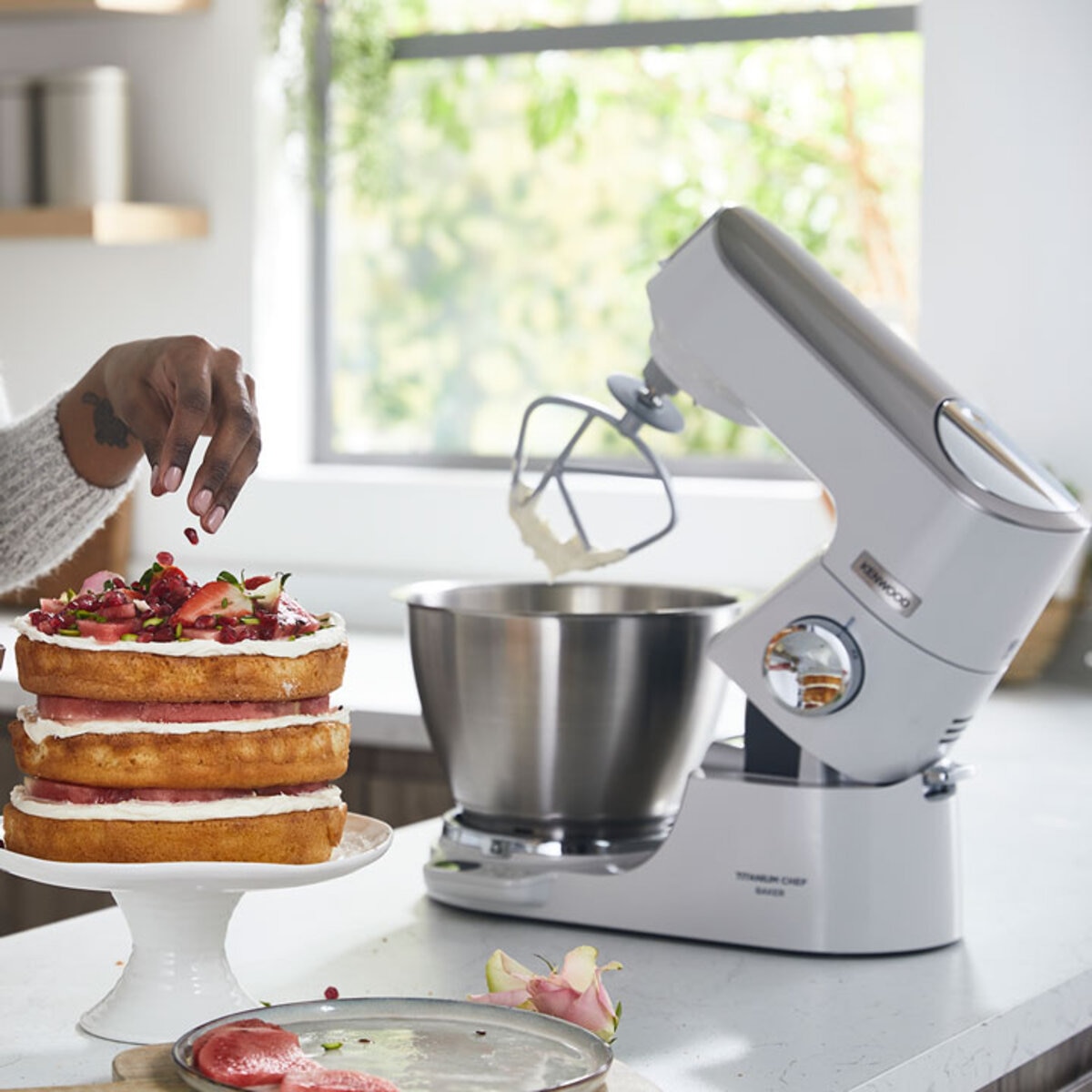 Kenwood Titanium Chef Baker Stand Mixer, White KVC65.001WH