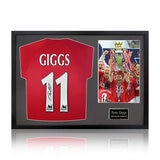 Ryan Giggs Signed Framed Manchester United Football Shirt including 1 Photo, with Black Mount