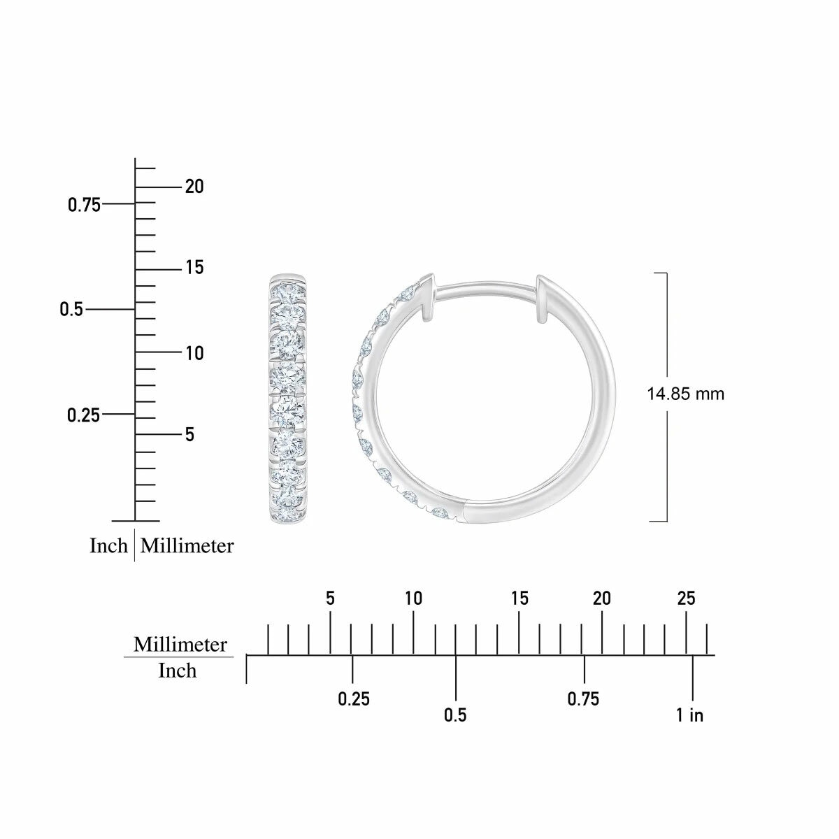 0.50ctw Round Brilliant Cut Diamond Hoop Earrings, 14ct White Gold