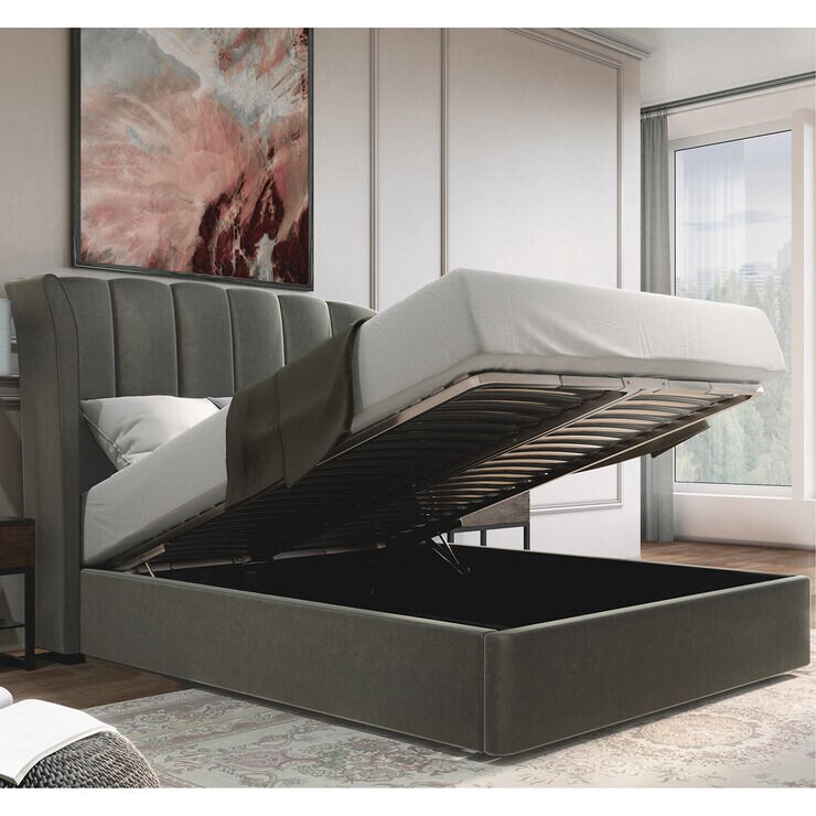 Isabella Grey Velvet Ottoman Bed Frame King Size Costco Uk Isabella Grey Velvet Ottoman Bed Frame, King Size Ottoman Bed Frame