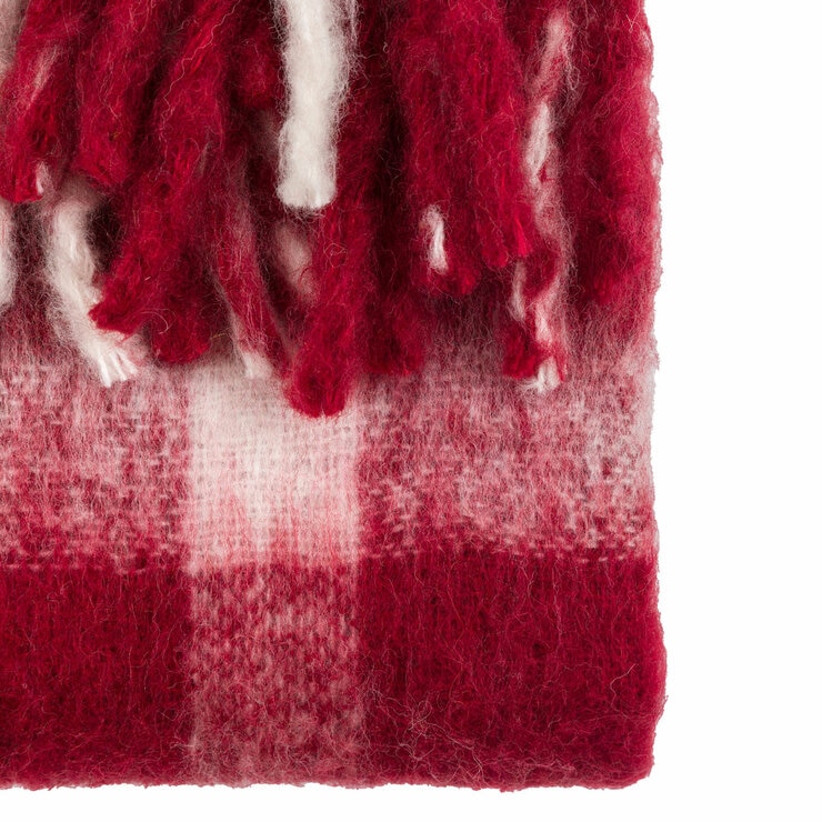 Gallery Heritage Red Check Faux Mohair Throw, 130 x 170 cm