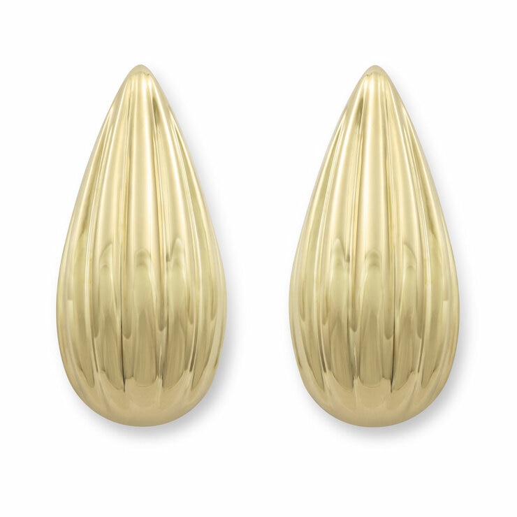 14ct Yellow Gold Textured Tear Drop Stud Earrings