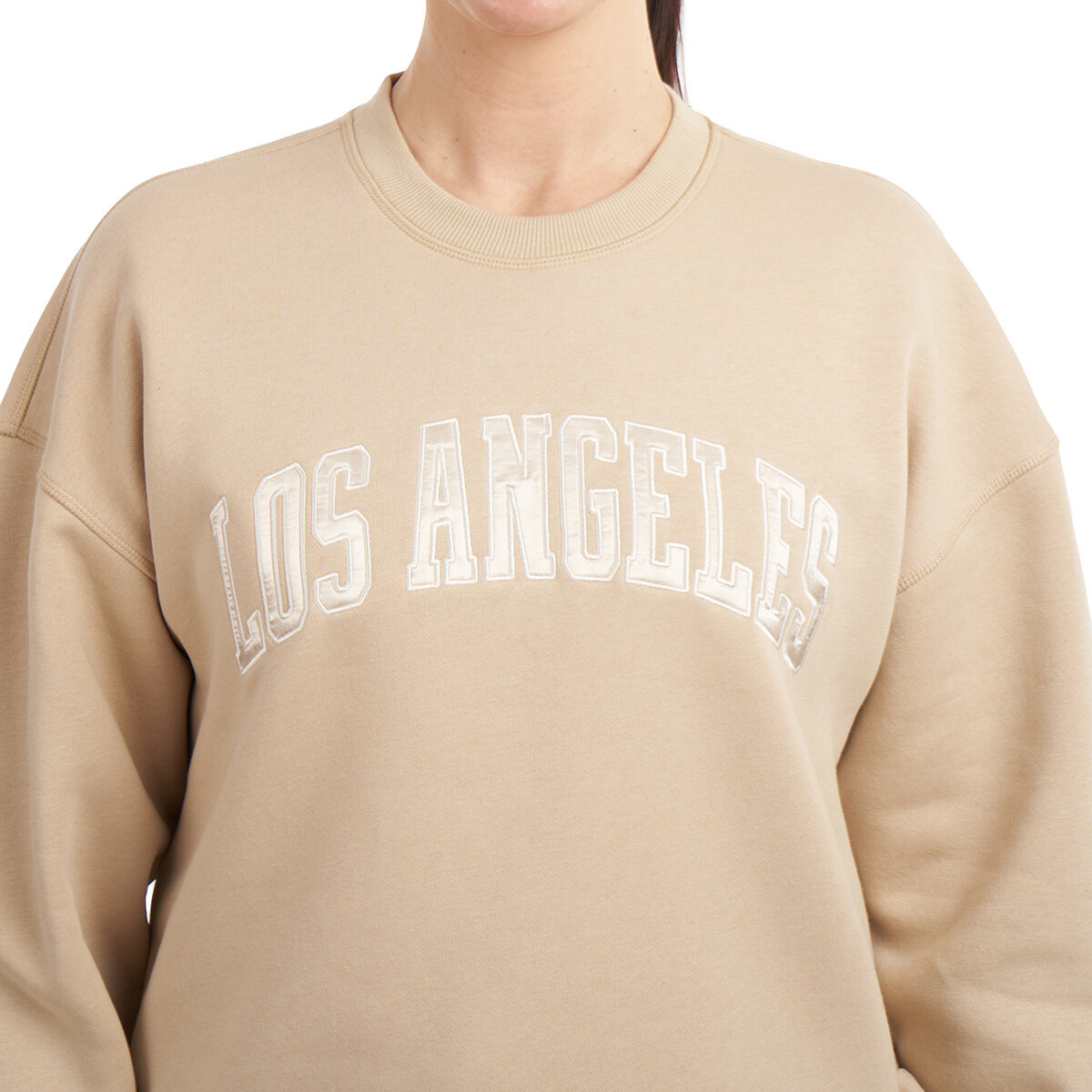 Elle Sport Women's Fleece Cities Crewneck Sweater in Beige