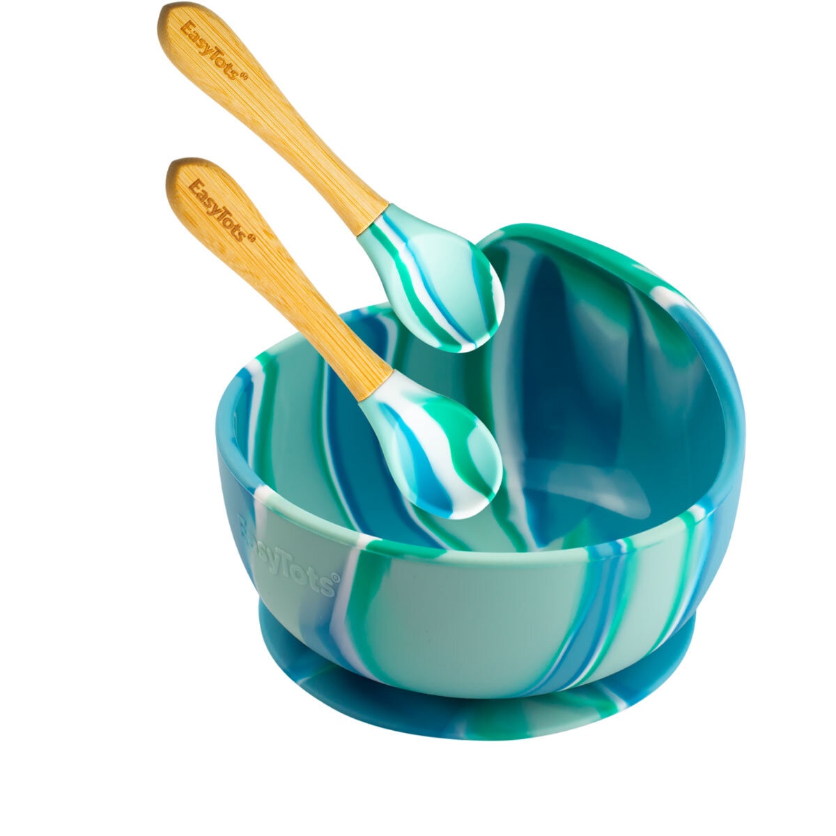 EasyTots Suction Bowl with Bamboo Spoons - Ocean