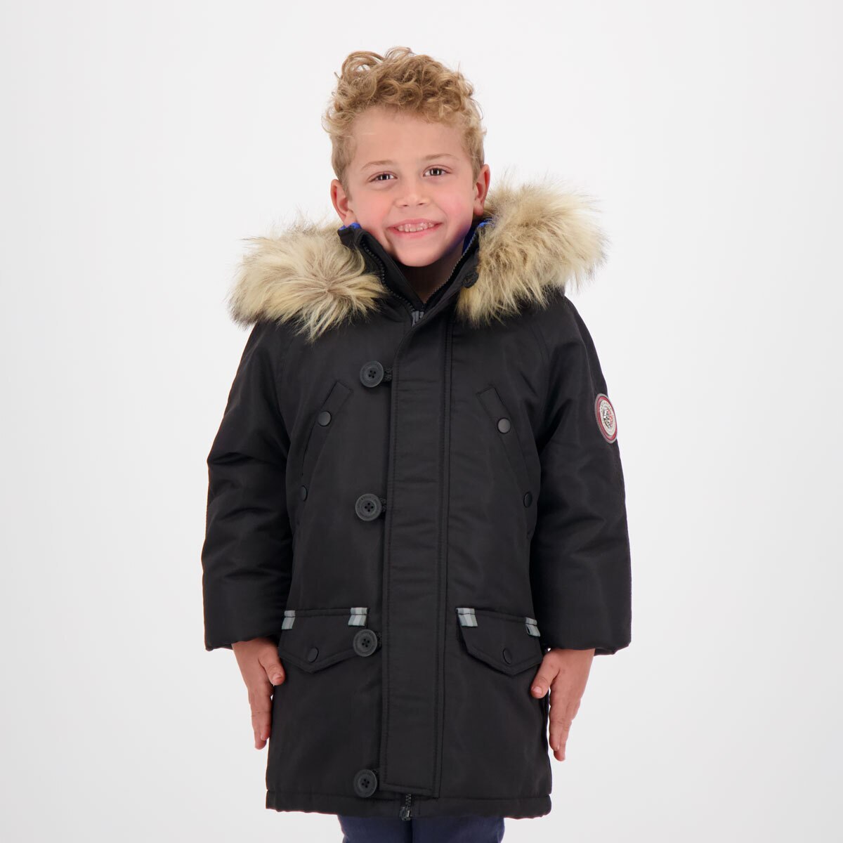 Andy Evan Boy S Water Resistant Parka In Black Costco Uk Andy Evan Boy S Water Resistant Parka, Black Coat With Fur Hood Children S