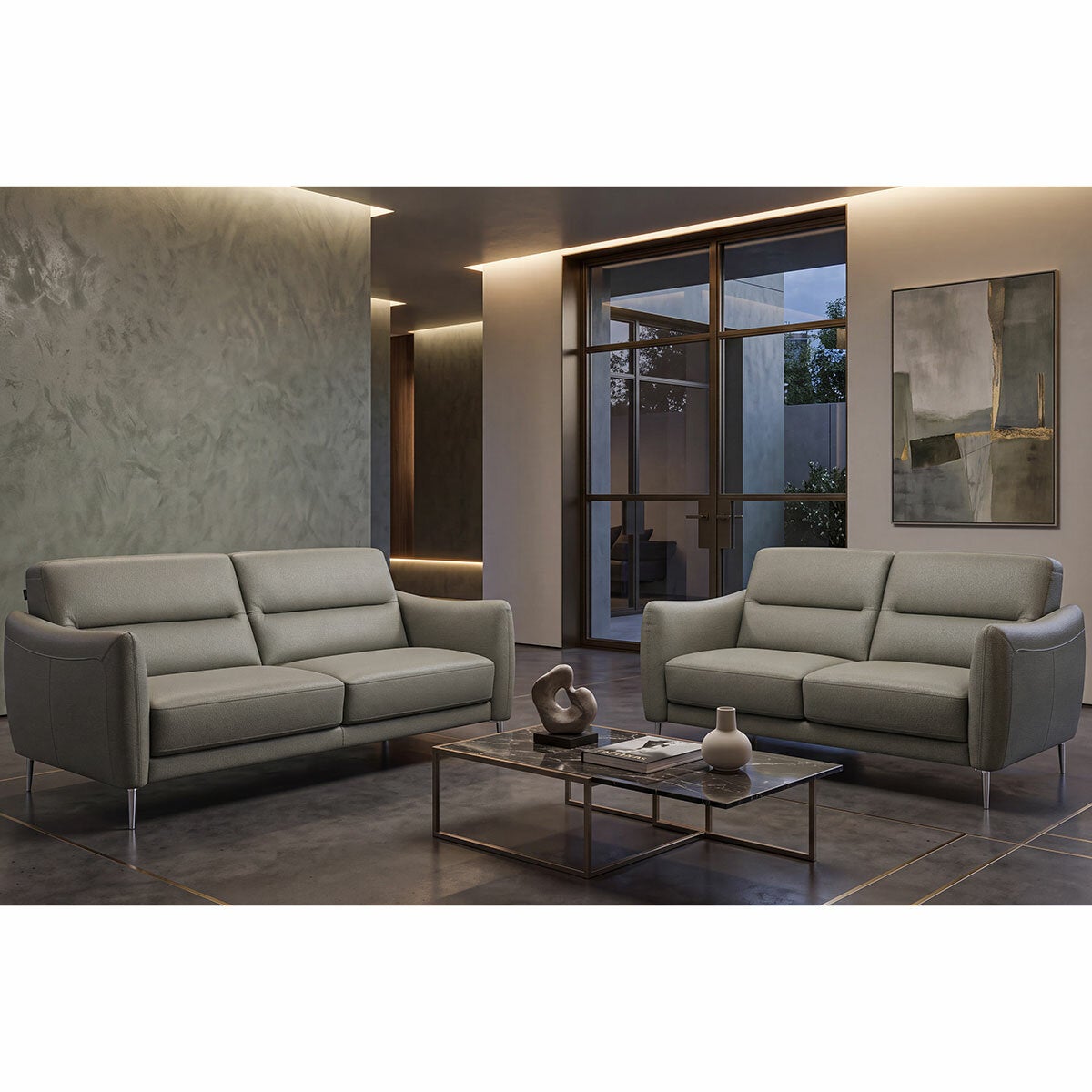 Nicoletti Jupiter Grey Leather Large 2 Seater Sofa Nicoletti Jupiter Grey Leather Large 2 Seater Sofa