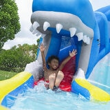 Lifestyle image of a child sliding out the mouth of the whale