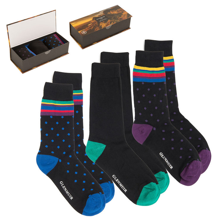 Glenmuir 2 x 3 Pack Men's Bamboo Socks Gift Box in Black Costco UK