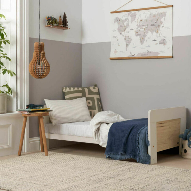 Tutti Bambini Alba Cot Bed with Sprung Mattress, White Sand & Distressed Oak