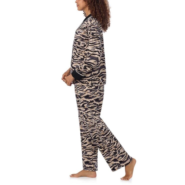DKNY Women's Notch Collar Pyjama Set in Animal Print
