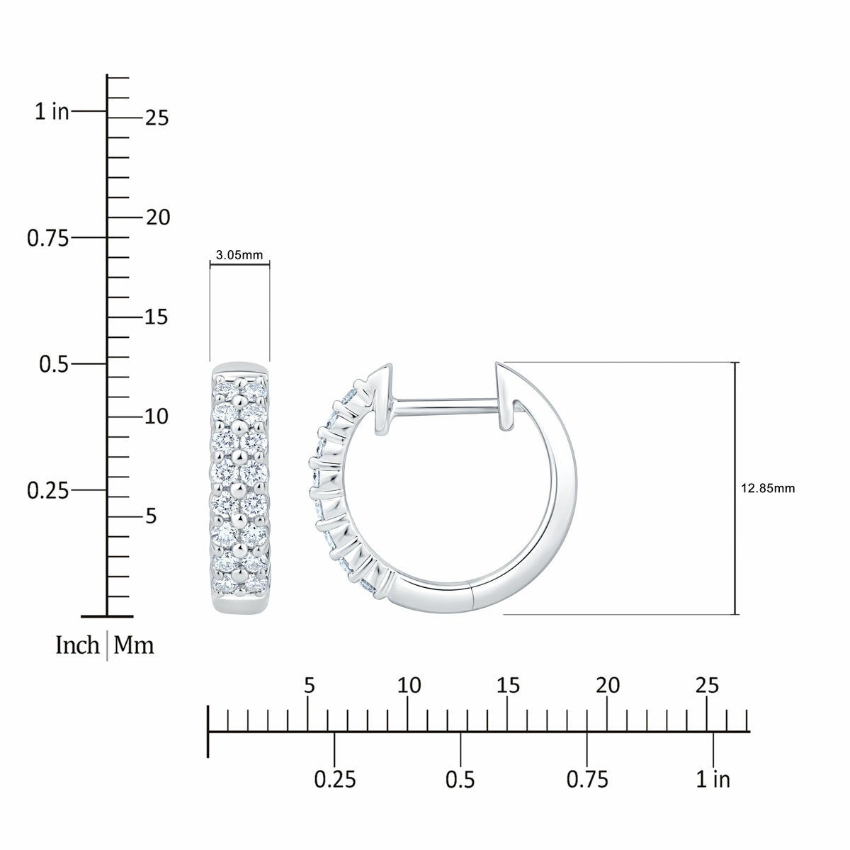 0.30ctw Round Brilliant Cut Diamond Double Row Hoop Earrings, 14ct White Gold 0.30ctw Round Brilliant Cut Diamond Double Row Hoop Earrings, 14ct White Gold