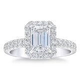 2.65ctw Emerald Cut Diamond Halo Ring, Platinum