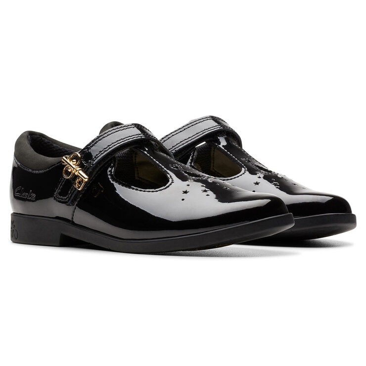 Clarks Kids Lock Shine Black Patent Shoes Clarks Kids Lock Shine Black Patent Shoes
