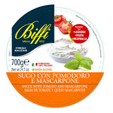 Back of pack of Pot of Biffi Tomato & Mascarpone Sauce 700g