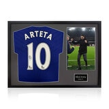 Mikel Arteta Signed Framed Everton Football Shirt including 1 Photo in 2 Options: White or Black Mount