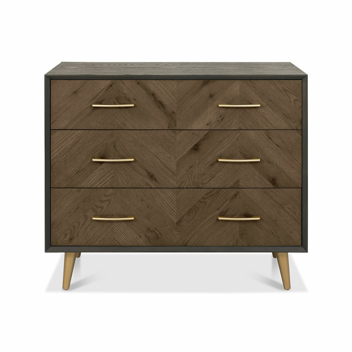 Bentley Designs Sienna Fumed Oak & Peppercorn 3 Drawer Chest of Drawers