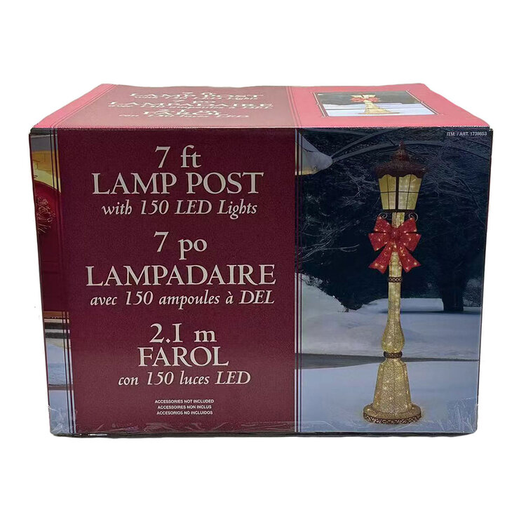 7ft (2.1m) Single Lantern Head Lamp post with 150 LED Lights