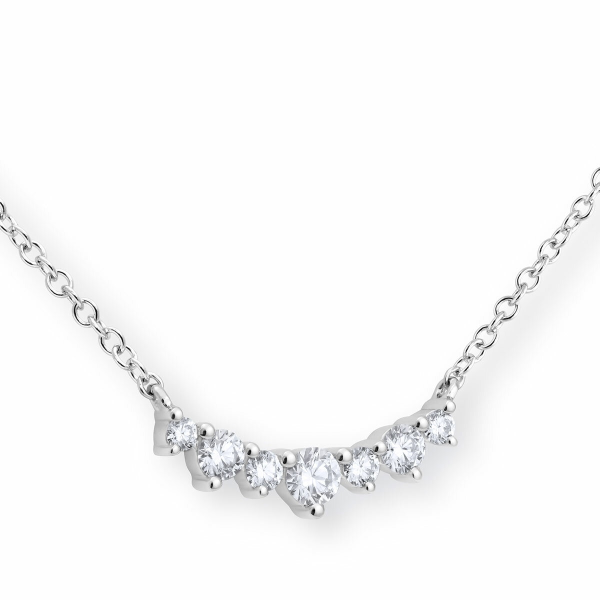 0.36ctw Round Brilliant Cut Diamond 7 Stone Necklace, 18ct White Gold