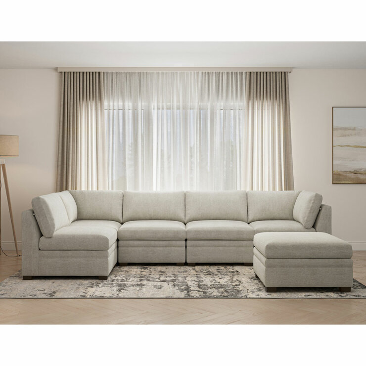 Thomasville Tisdale Taupe 6 Piece Modular Fabric Sofa
