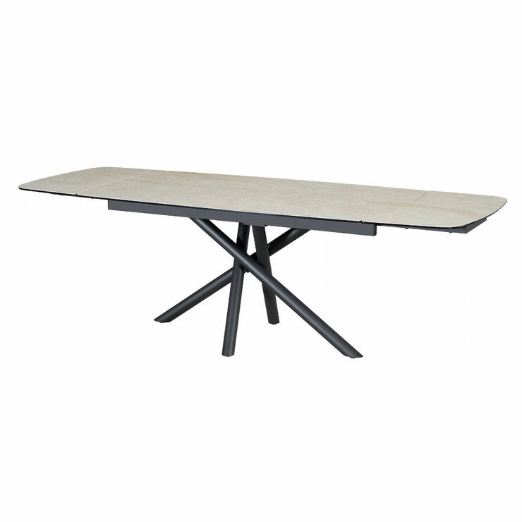 Indus Valley Skylar Large Extending Ceramic Dining Table + 6 Taupe Chairs, Seats 6-8
