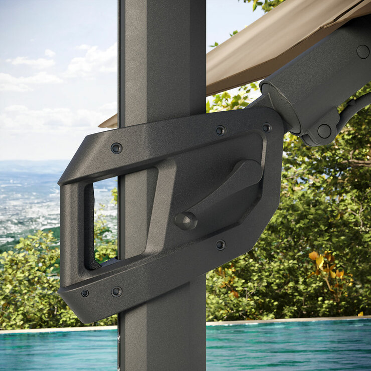 Seasons Sentry 10 x 13ft (3 x 3.9m) Rectangular Cantilever Umbrella with Base in Beige