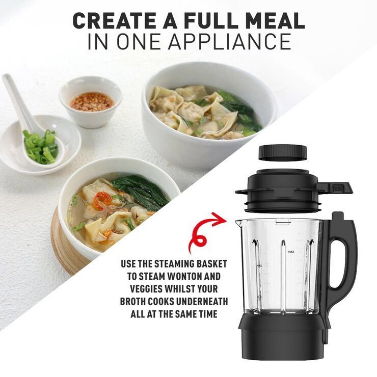 Tefal PerfectMix 2-in-1 Blender & Soup Maker with Removable Blades & Steaming Basket in Stainless Steel, BL83SD65