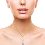 7-7.5mm Freshwater Pearl Marquise Drop Pendant, 18ct Yellow Gold