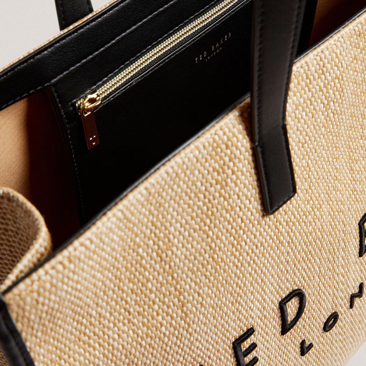 Ted Baker Pallmer Large Raffia Tote Bag in Black