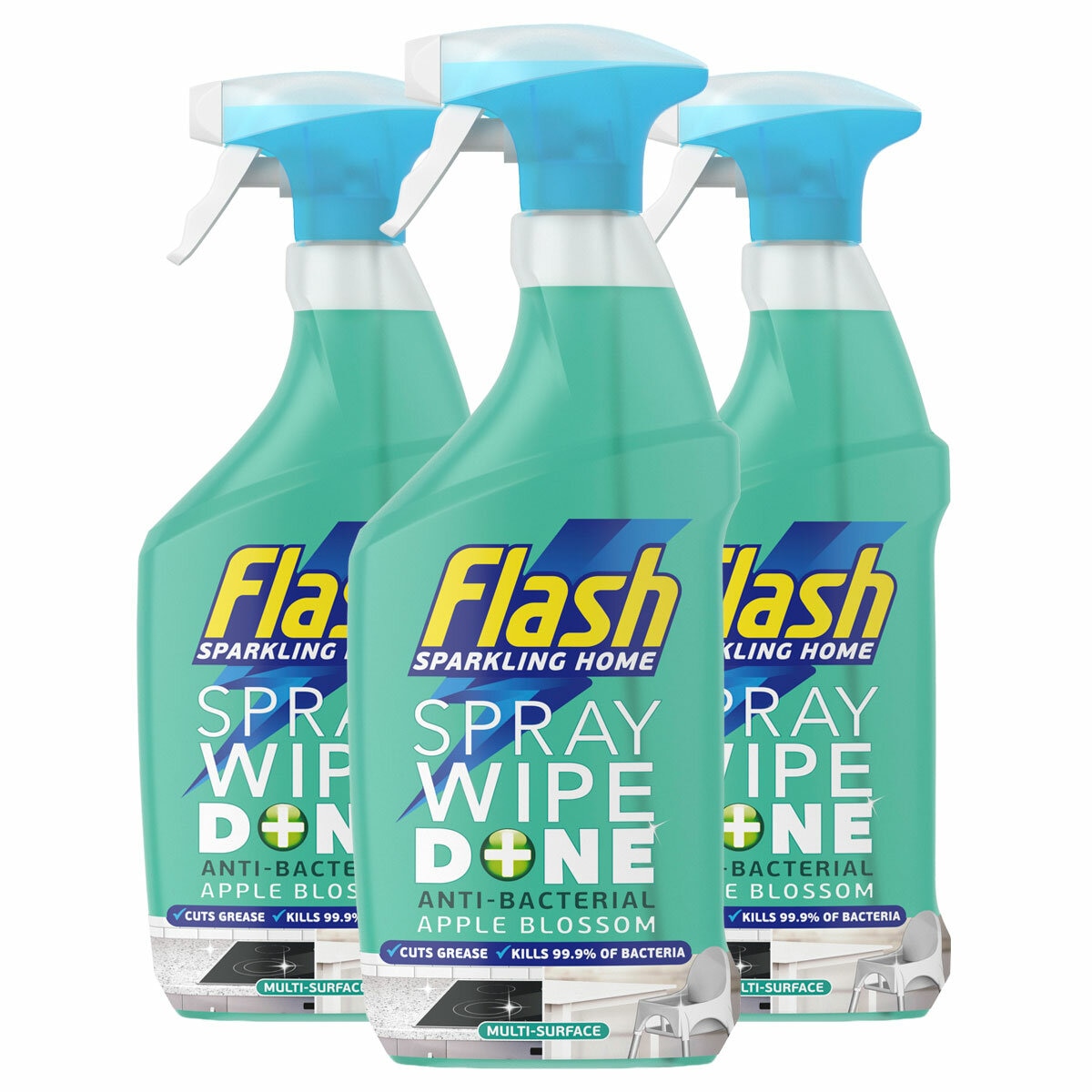 Flash Spray Wipe Done in Apple Blossom, 3 x 800ml Flash Spray Wipe Done in Apple Blossom, 3 x 800ml
