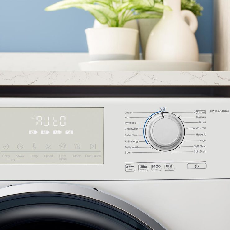Haier HW120B14876, 12kg, 1400rpm Washing Machine A+++ Rated in White
