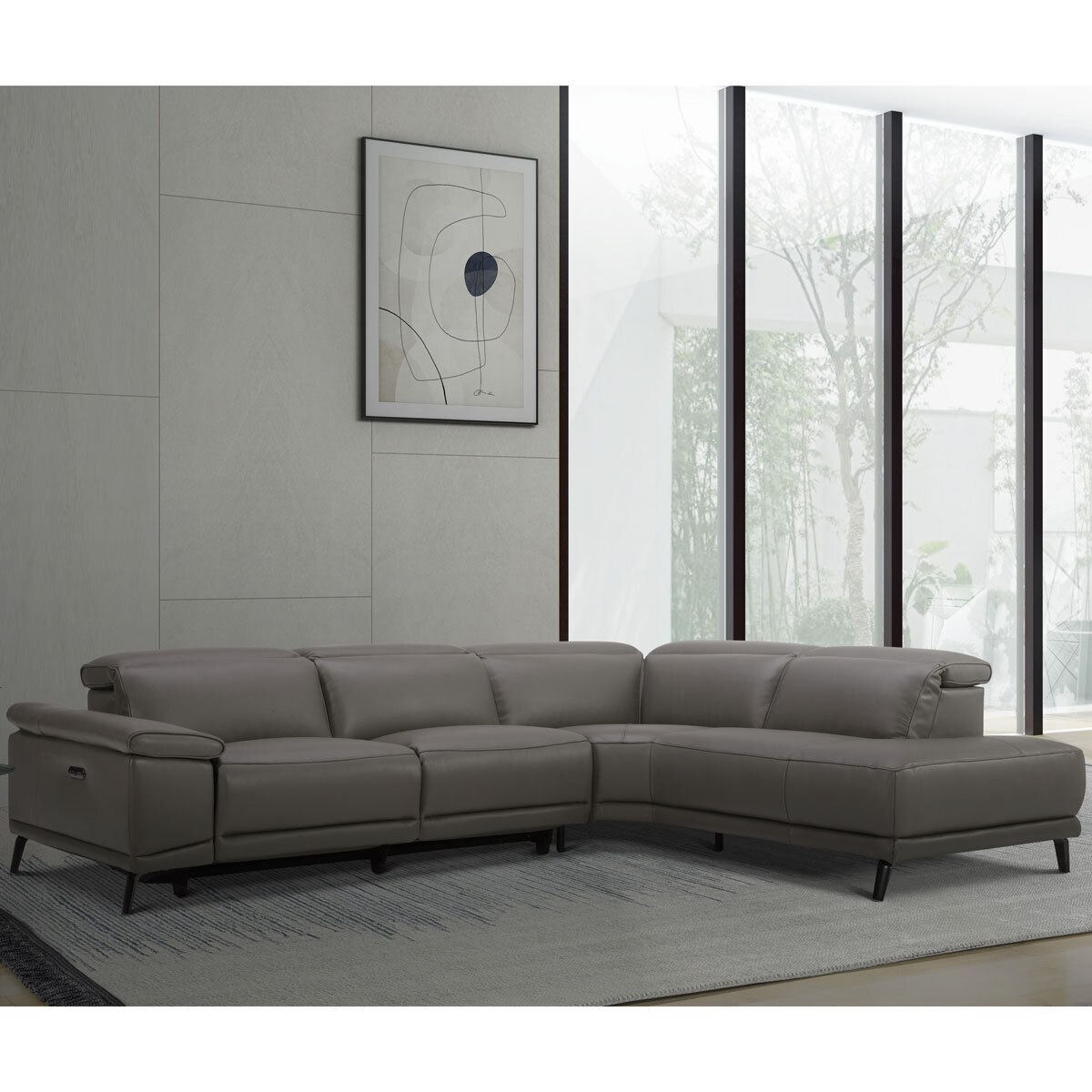 Gilman Creek Rachel Grey Leather Power Reclining Sectiona...