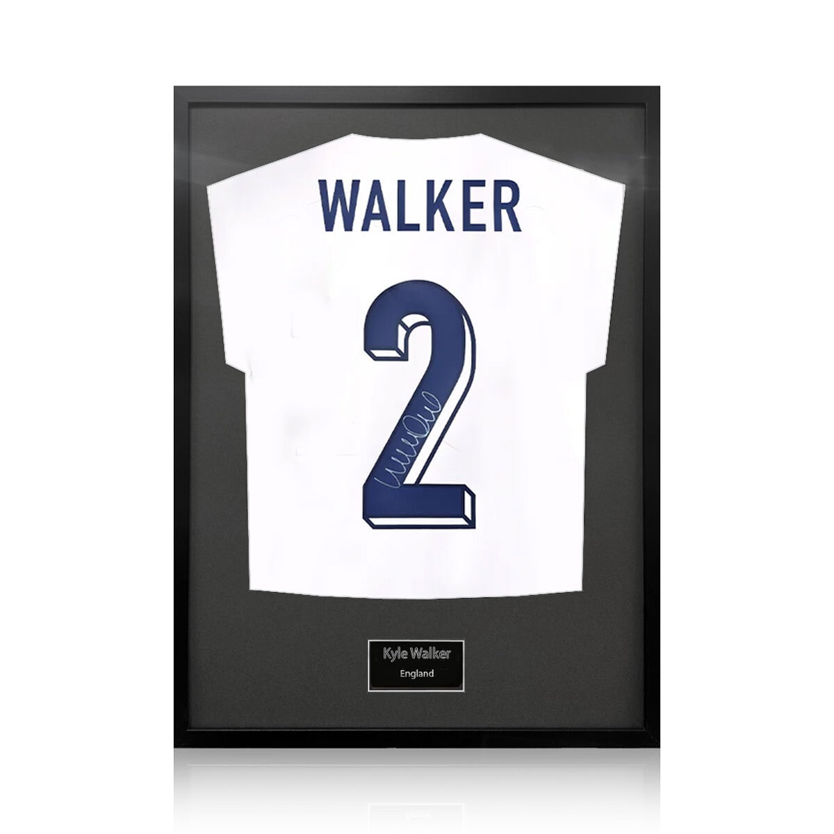 Kyle Walker Signed Framed England Football Shirt with Black Mount
