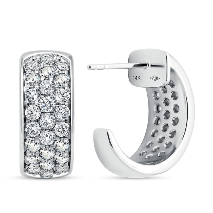 1.50ctw Round Brilliant Cut Diamond Hoop Earrings, 14ct White Gold