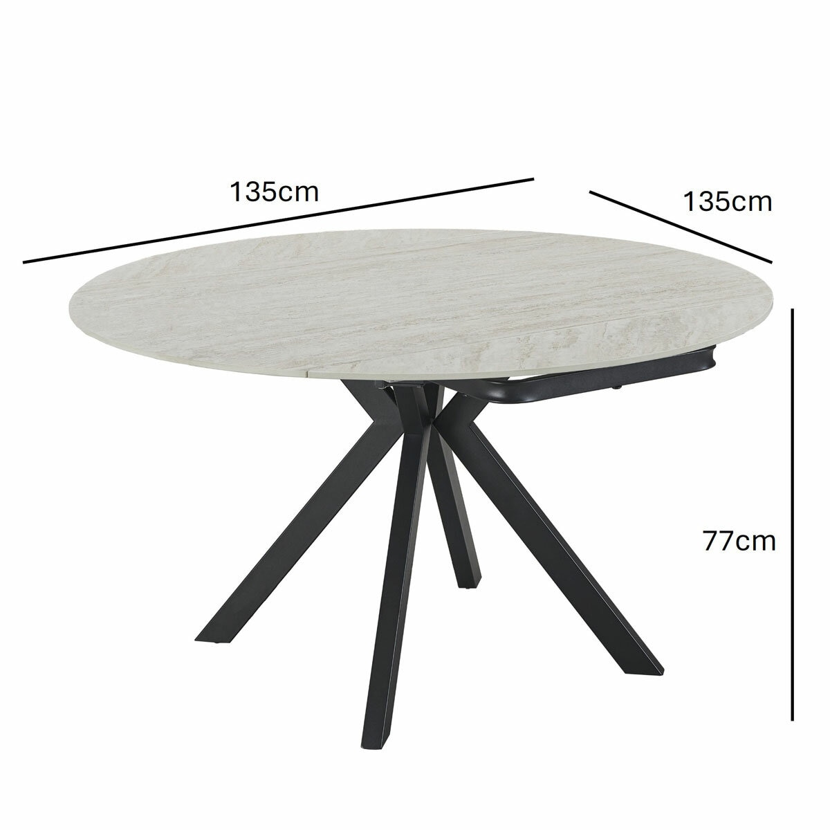 Indus Valley Cavella Ceramic Extending Dining Table + 4 Beige Chairs