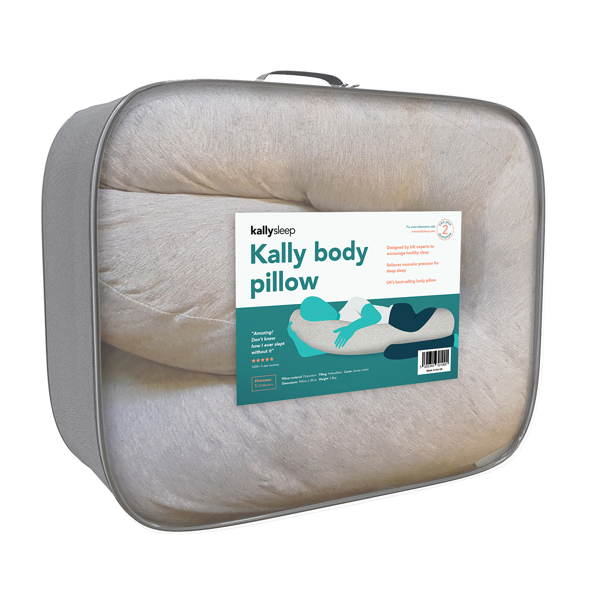 Kally Sleep Orthopaedic Full Body Support Pillow, Heathered Grey