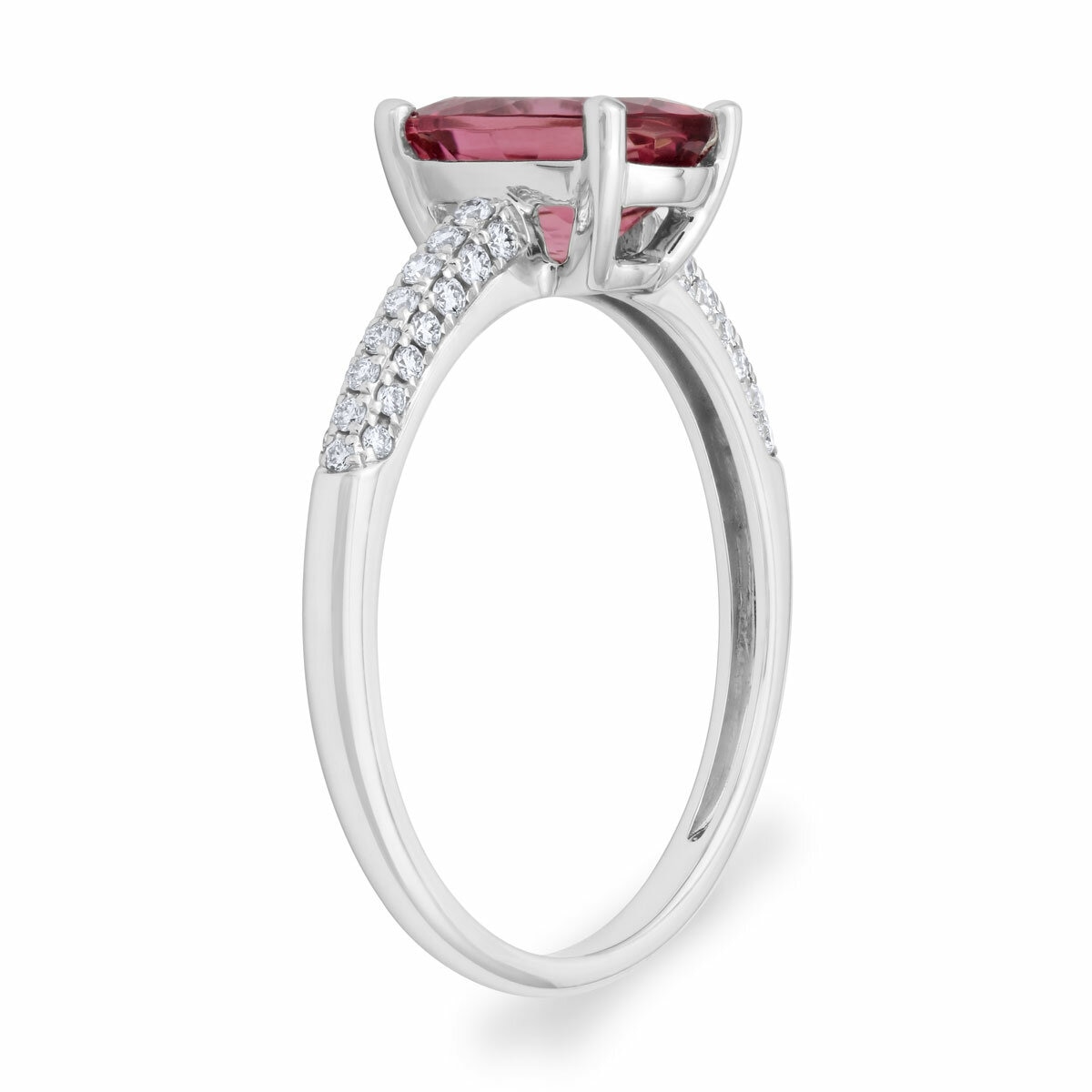 Oval Pink Tourmaline & 0.251ctw Diamond Ring, 18ct White Gold